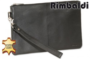 Rimbaldi®  Flache Universaltasche mit praktischer Lederschlaufe aus hochwertigem Rind-Nappaleder in Schwarz