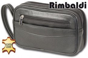 Rimbaldi® Große Business-Handgelenktasche in Super-Ausführung aus weichem, hochwertigem Rind-Nappaleder in Schwarz