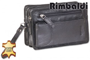 Rimbaldi® Handgelenktasche für Männer aus feinstem, hochwertigem Rind-Nappaleder in Schwarz
