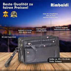 Rimbaldi® Wrist bag for men made of the finest, high-quality cow-nappa leather in black
