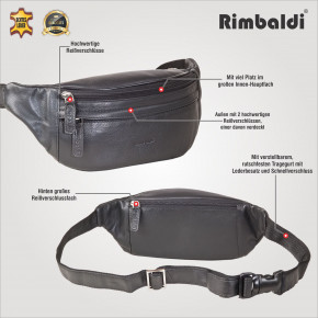 Rimbaldi® Bauchtasche mit viel Platz aus besonders weickhem Rind-Nappaleder in Schwarz