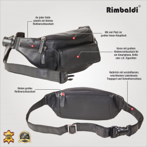 Rimbaldi® Große Bauchtasche mit viel Platz aus weichem, naturbelassenem Nappaleder in Schwarz