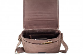 Woodland® - Shoulder bag made of soft, natural buffalo leather in dark brown/taupe