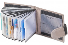 Platino - Kreditkartenetui für 20 Kreditkarten oder 38 Visitenkarten aus weichem, naturbelassenem Rindsleder in Grau/Taupe
