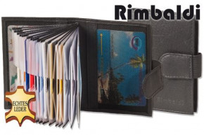 Rimbaldi® Kreditkartenetui mit 20 Kartenfächern aus Rind-Nappaleder in Schwarz