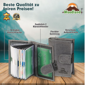 Rimbaldi® Kreditkartenetui mit 20 Kartenfächern aus Rind-Nappaleder in Schwarz