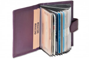 Rinaldo® XXL-Kreditkartenetui für insgesamt 19 Kreditkarten aus weichem, naturbelassenem Rindsleder in Aubergine