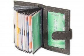 Woodland® XXL-Kreditkartenetui mit 19 Kartenfächern RFID/NFC-Blocker Schutz Weiches, naturbelassenem Büffelleder Anthrazit