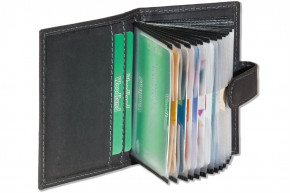 Woodland® XXL-Kreditkartenetui mit 19 Kartenfächern RFID/NFC-Blocker Schutz Weiches, naturbelassenem Büffelleder Anthrazit