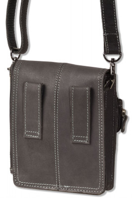 Woodland® - Luxury shoulder bag made ​​of natural buffalo leather in dark-brown/taupe