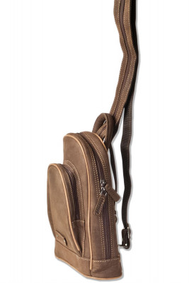 Woodland® - Moderner Rucksack aus naturbelassenem, weichem Büffelleder in Dunkelbraun/Taupe