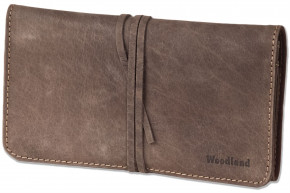 Woodland® - Writing utensil case made of soft, natural buffalo leather in dark brown/taupe