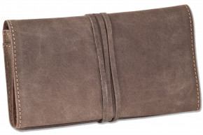 Woodland® - Writing utensil case made of soft, natural buffalo leather in dark brown/taupe