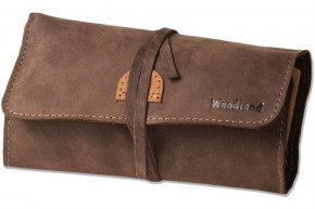 Woodland® Hochwertiges Lederetui für Tabakspfeifen und Zubehör aus weichem, naturbelassenem Büffelleder in Taupe/Dunkelbraun-Cognac Kombination