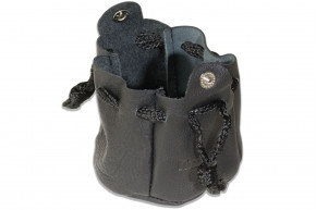 Rimbaldi® Kleiner Lederbeutel mit Kordelzug und Druckknopfverschluss aus besonders weichem Nappaleder in Schwarz