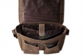 Woodland® Große Universaltasche mit Computerfach aus naturbelassenem Büffelleder in Dunkelbraun/Taupe